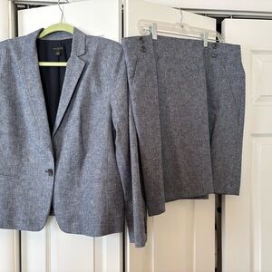 Ann Taylor Navy Blue Classic Blazer and Skirt Suit